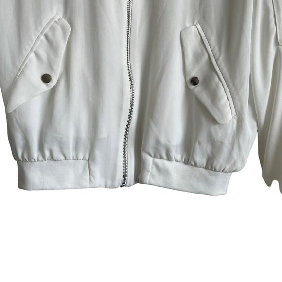 Y2K Zara Women Bomber Jacket XS White Retro Streetwear Satiny Fairycore Academia - Picture 8 of 13